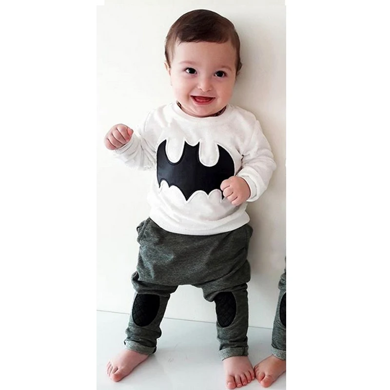Летний детский костюм для мальчиков и девочек детская одежда с рисунком Супермена и Бэтмена костюм с длинными рукавами для близнецов