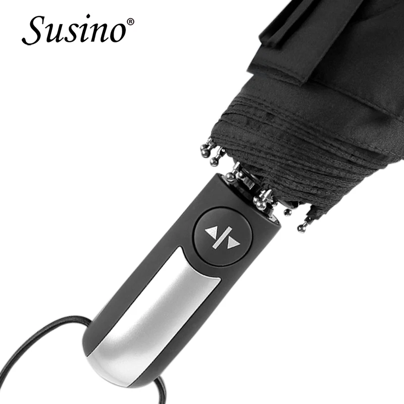 

Susino Windproof Travel Umbrellas Fully-automatic Open Sturty Metal Pongee Compact Durability Three-folding Umbrella zd-10k