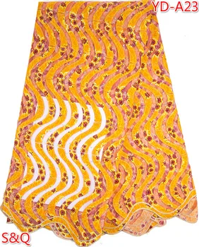 

High quality embroidered African Tulle Lace with stones Fabric african french lace fabric with stone for wedding party YD-A23