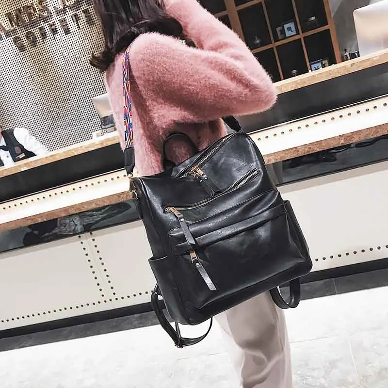  Leather Backpack Women 2019 Students School Bag Large Backpacks Multifunction Travel Bags Mochila P - 32852007521