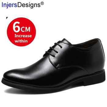 

New Arrival Dress Shoes Men Formal Shoes Height Increasing 6cm Fashion Lace-Up Pointed Toe Business Men Shoes Zapatos De Hombre