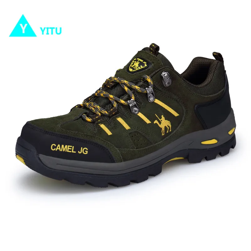 YITU Hiking Shoes Men Sneakers Outdoor Trekking Comfortable Sports Shoes Men Anti-skid Camel Shoes Hiking Camping Sneakers Black