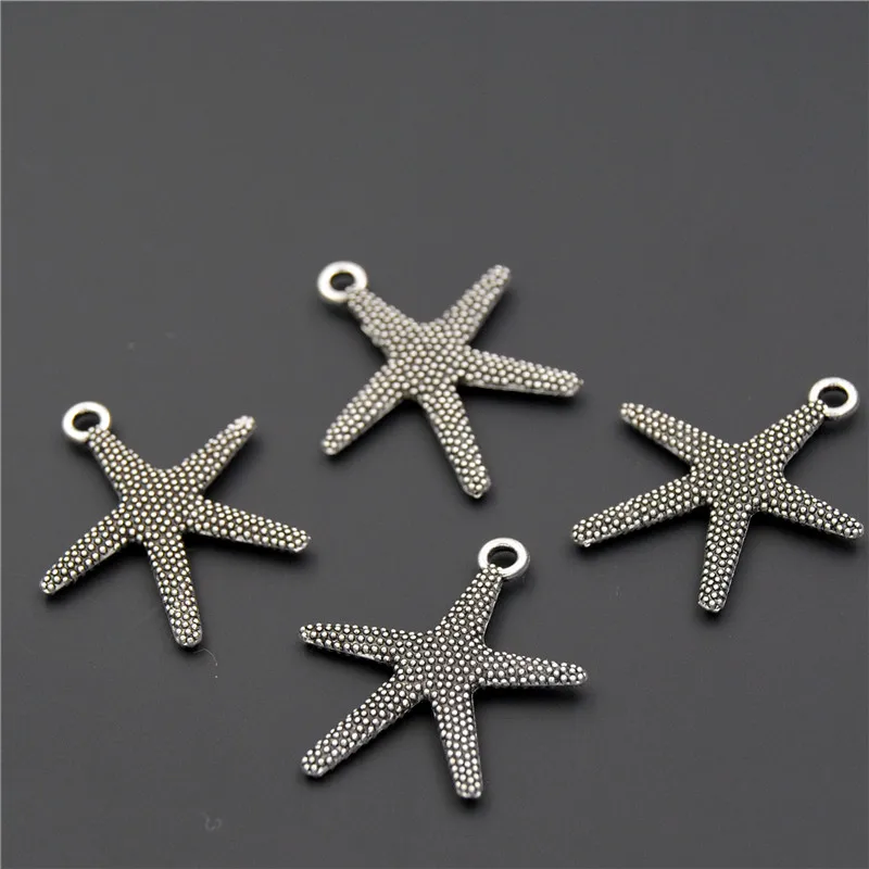 

30PCS Antique Silver Sea Animal Starfish Charm Diy Handmade Craft Star For Jewelry Making A2305