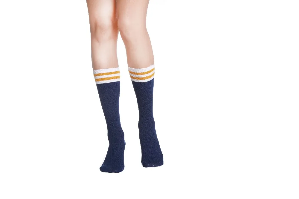 FRALOSHA, сексуальные женские длинные чулки для студентов, Модные Полосатые гольфы для девочек, хлопковые чулки выше колена для девушек