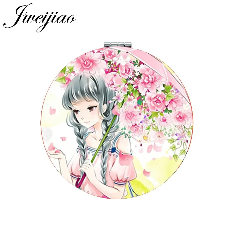 

JWEIJIAO Beautiful lovely girls Tools Accessories Vanity mirror Fresh flowers Folding small mirrors for women DM88