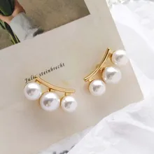 Шикарный корейский золотой жемчуг серьги для Для женщин Подвески Простой Большой шар серьги Модные украшения