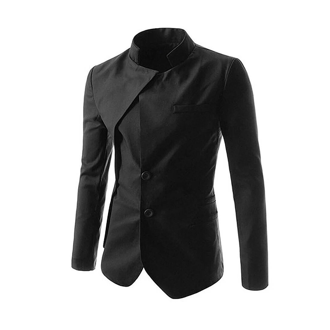 

New Single Breasted Black Gray Men Blazer Men Patchwork Fake 2PCS Brand Jackets Long Sleeve Wedding Office Formal Blazers Hombre