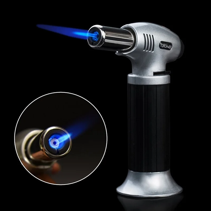 BBQ Brazing Gas Torch Adjustable Flame Inflated Flame Gun Butane Lighter Burning Electricity Ignite Welding Outdoor Camping