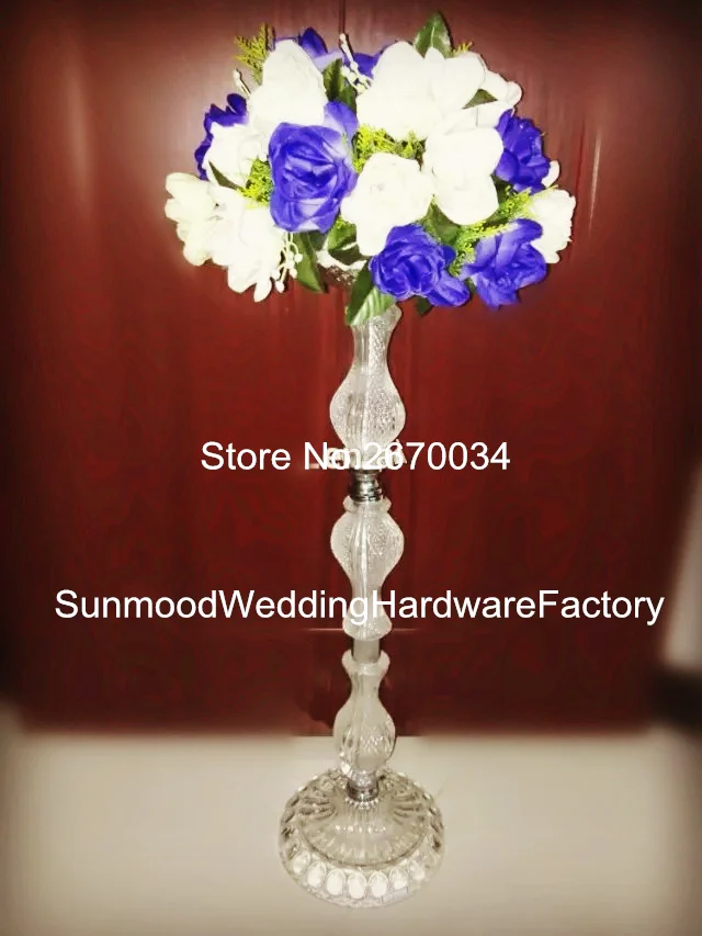 Acrylic Crystal Pedestal Stands For Flowers Metal Floor Vase Stand