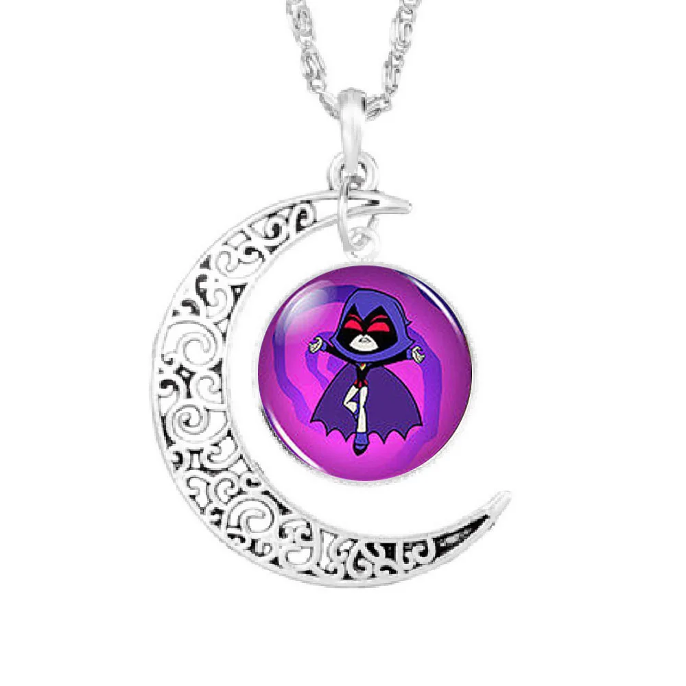 

Drama Teen Titans Go Raven Vintage Fashion Necklace 1pcs/lot silver moon Pendant steampunk Jewelry Gift women new chain toy mens
