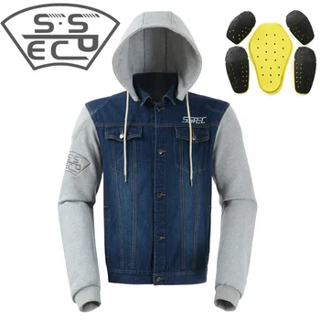 

SSPEC Motorcycle Jacket Men Denim Motorbike Motocross Protective Gear jacket Spring Summer JACKET chaqueta de motocicletas S-XXL