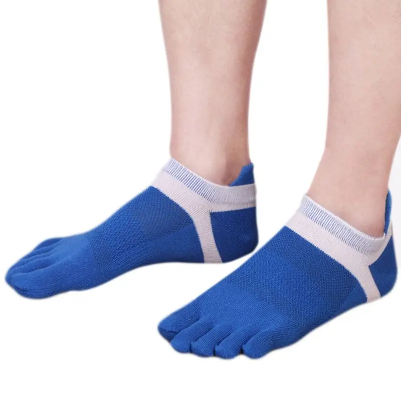 

Mens Summer Mesh Breathable Five Finger Boat Socks Low Cut No Show Contrast Color Patchwork Toes Separated Cotton Hosiery