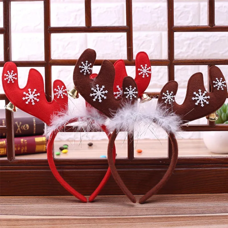 

Quality Cute Deer Horns Shape with Small Bell Children Adult Christmas Head Hoop Decoration X-mas Hair Band Christmas Gift AA