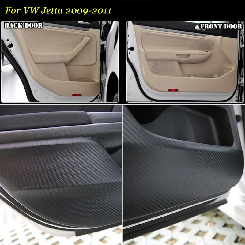 

4pcs New Interior Carbon Fiber Doors Side Edge Anti-kick Protection Pad Sticker For VW Jetta 2009-2011