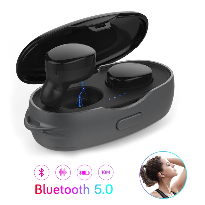 

Invisible Bluetooth TWS Earphones True Wireless In-ear Earbuds Noise Cancelling Stereo Sport Earphone Built-in Mic For Phone VR