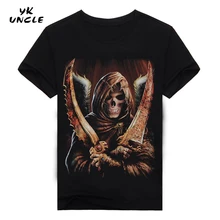 

YK UNCLE Brand 2017 Summer Fashion Skull Fallen Angel Holding Double Knife 3D Printed T Shirt O-Neck Cotton Men T-shirts M-3XL