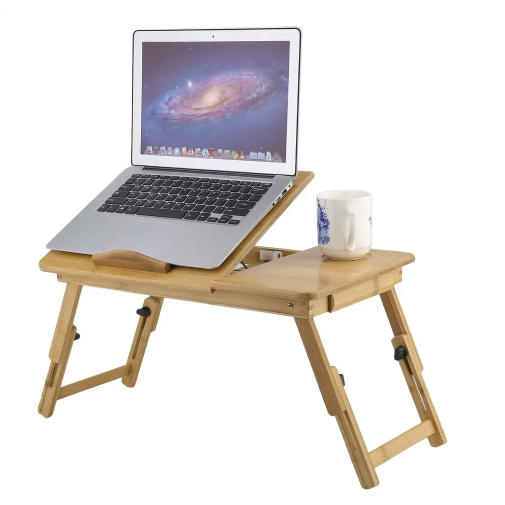 Классическая бамбук подставка складной ламинирование ноутбук стол с двойным Вентилятор охлаждения ящик Регулируемая Тетрадь Таблица