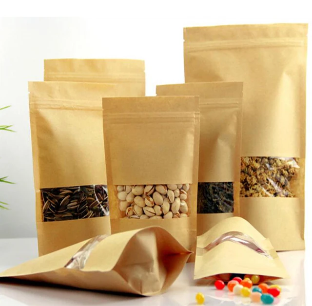 Kraft Paper Tea Bag Stand up Gift Fruit Tea packaging Pouches Zipper Self Sealing Bags 100pcs ...