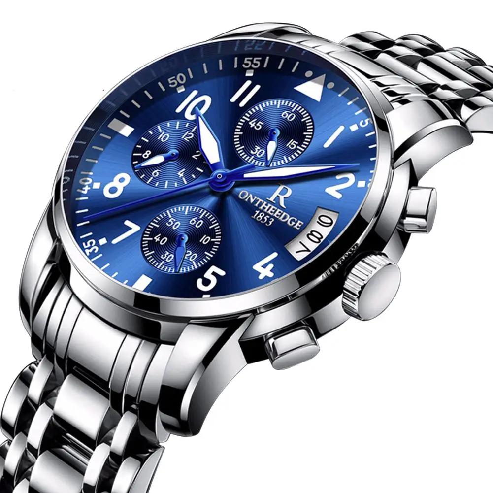 

2019 Casual Round Dial 3 Faces 6 Hands Steel Linked Strap Quartz Analog Wrist Watch