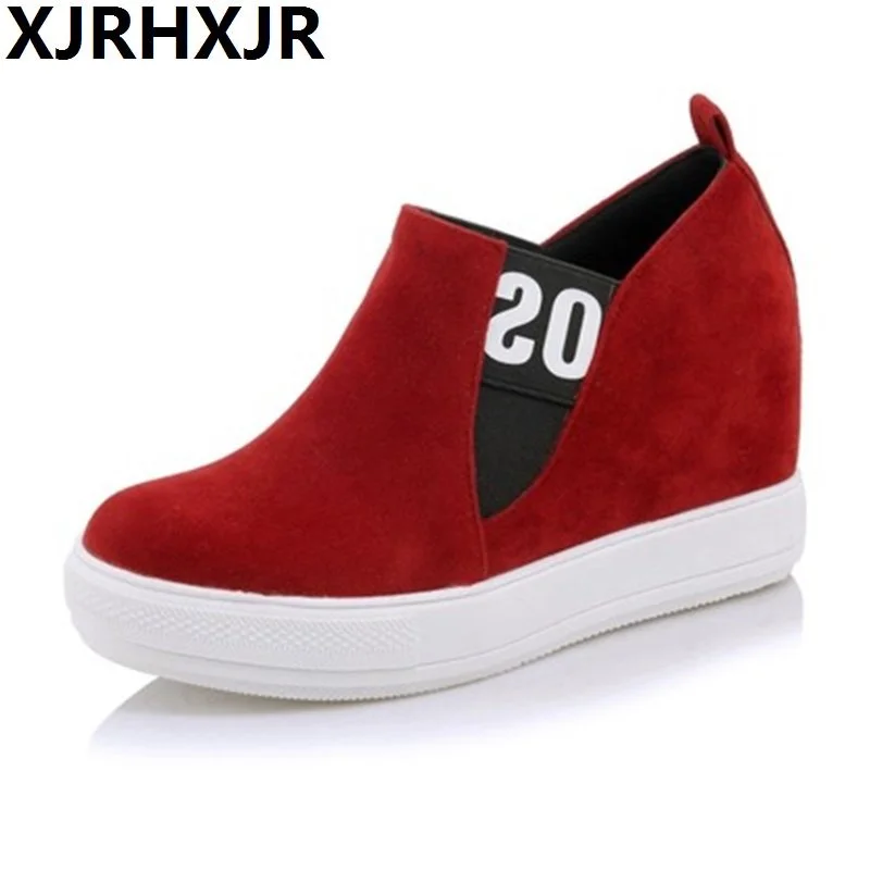 

Plus Size 34-43 Fashion Wedge Shoes Hidden Heels Women's Elevator Shoes Platform Casual Shoes For Women Slip-On Wedge Black Gray