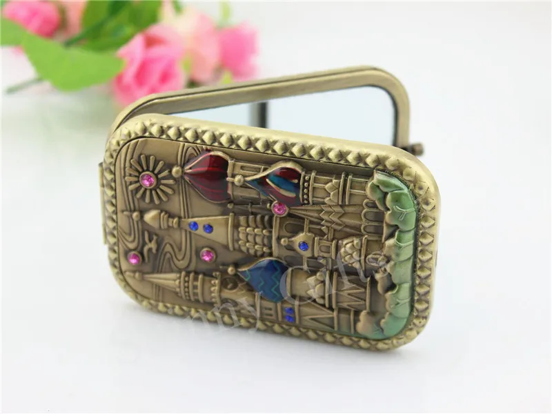 Antique Castle Metal Material Frame Table Stand Cosmetic Mirror for Dresser