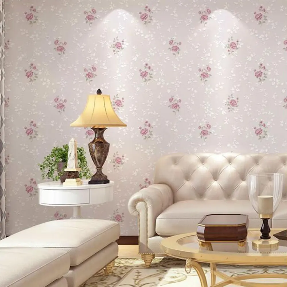 

New 3d Non-Woven Wallpaper Flower Embossed Wall Paper Roll For Room Pastoral Flower TV Sofa Background Bedroom Wallpaper Fashion