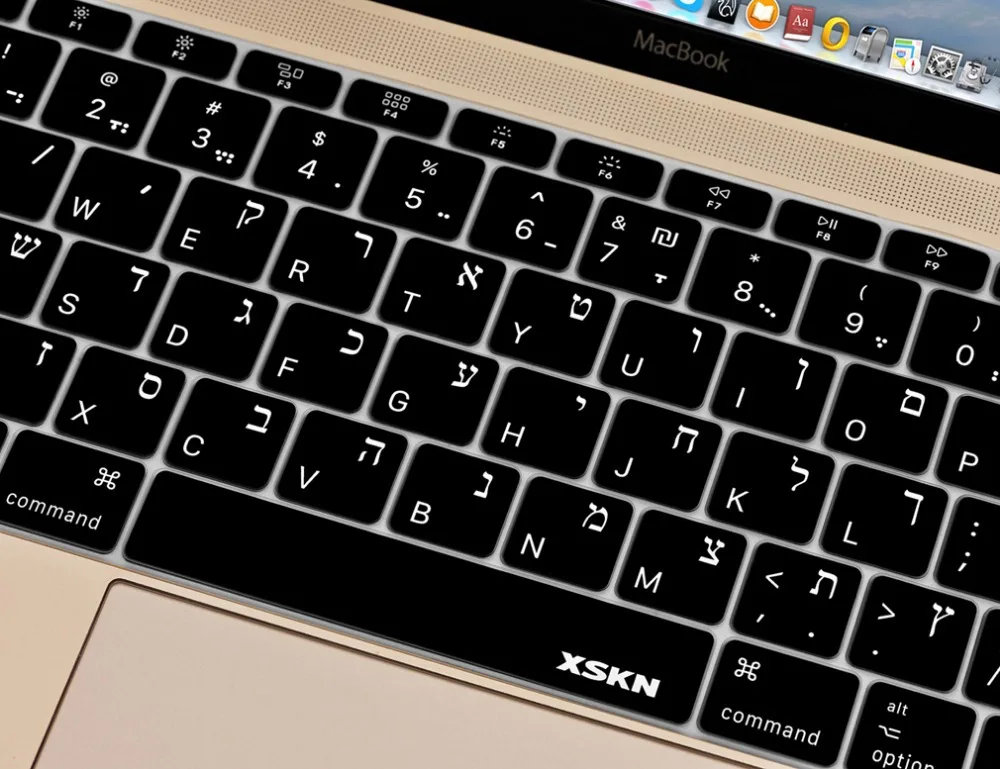 XSKN накладка на клавиатуру иврит силиконовая наклейка для США Apple Macbook 12 A1534