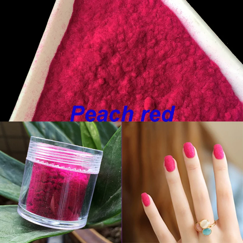 

10g/bottle 3D Candy Nail Glitter Peach red Nail Decoration Fuzzy Flocking Manicure Velvet Powder Nylon Powder For Nail Art Tips
