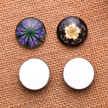 

100Pcs Wholesale Mixed Flower Patterns Round Glass Cameos Cabochons Dome Seals Crafts Findings 12mm