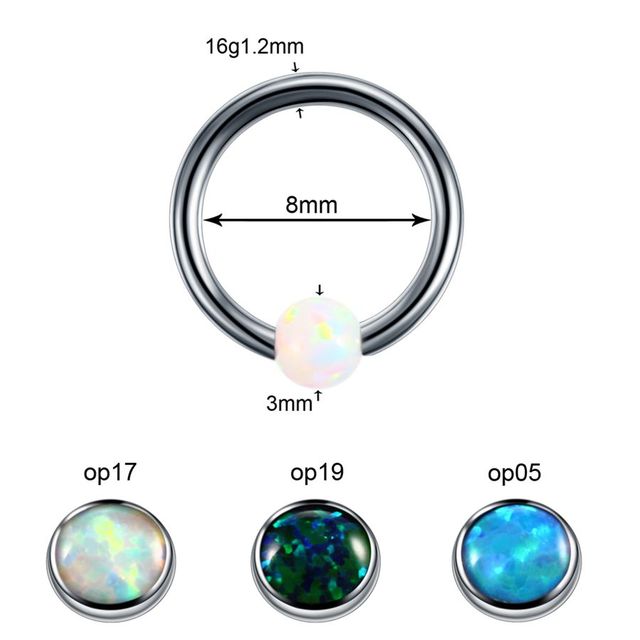 Titanium Labret Nostril Vagina CBR Piercings Opal Ear Septum Helix Cartilage Opal BCR Piercings Micro Dermal Anchor Jewelry