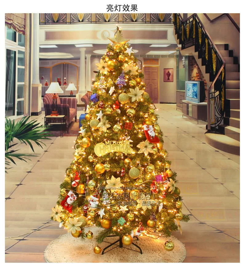 Рождественская елка с золотым декором 3 м kerstboom sapin de noel artificiel arbol navidad con luz led arvore natal