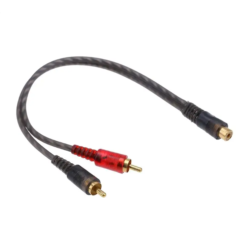 1pc 27cm 1 RCA Female to 2 RCA Male Splitter Cable RCA Hub Cable for Car Audio System subwoofer DVD Player