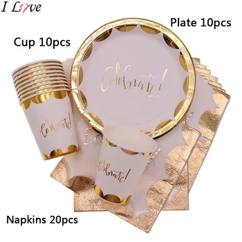

10pcs/lot birthday party Ramadan decorations Disposable tableware Plate cup Straw star for wedding supplies