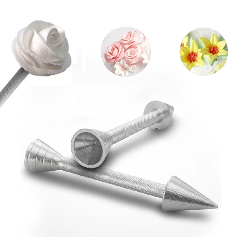 

Roses Flower Holder Decoration Pastry Sticks Baking Cone Cream Tools Piping Cake Aluminium Alloy 1PC Rod