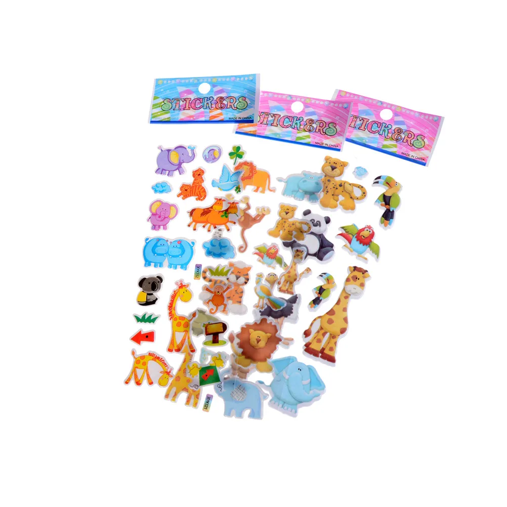 Мультфильм Животные зоопарк 3D наклейки Дети Девочки Мальчики ПВХ наклейки детские игрушки 7,2*17 см