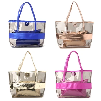 

THINKTHENDO Women Transparent Shopping Bags Jelly Clear Beach Handbag Tote Shoulder Bag