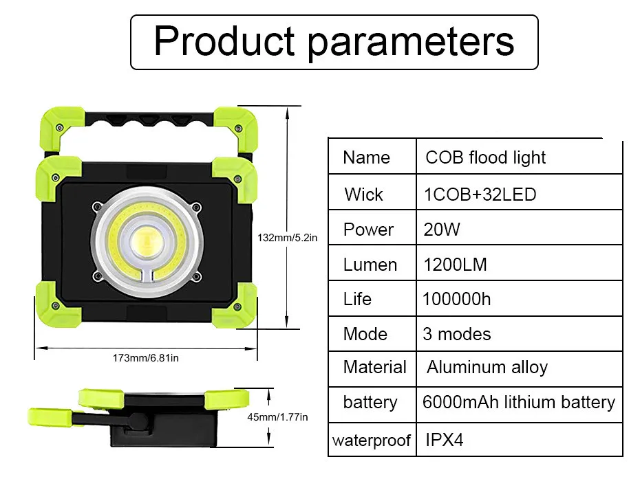 20 Вт светодиодный переносная Подсветка USB Перезаряжаемый COB Рабочий фонарь Открытый водонепроницаемый кемпинг рыболовные огни с функцией power Bank