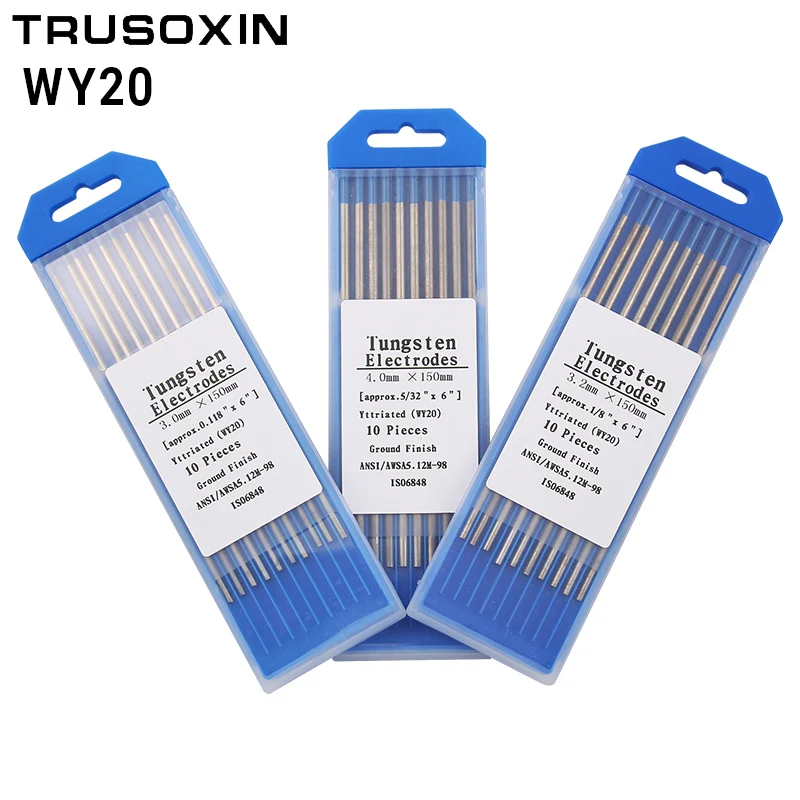 10pcs Blue Color Code 1.6/2.0/2.4/3.0/3.2/4.0MM * 150  TIG Tungsten Electrode Head Needle/Rod for TIG Welding Machine 10pcs box wt20 red color 1 0 150 thorium tungsten electrode head tungsten needle rod for welding machine