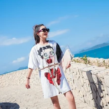 Футболка с короткими рукавами с блестками, Женская Корейская версия года, новая свободная летняя футболка с длинными рукавами