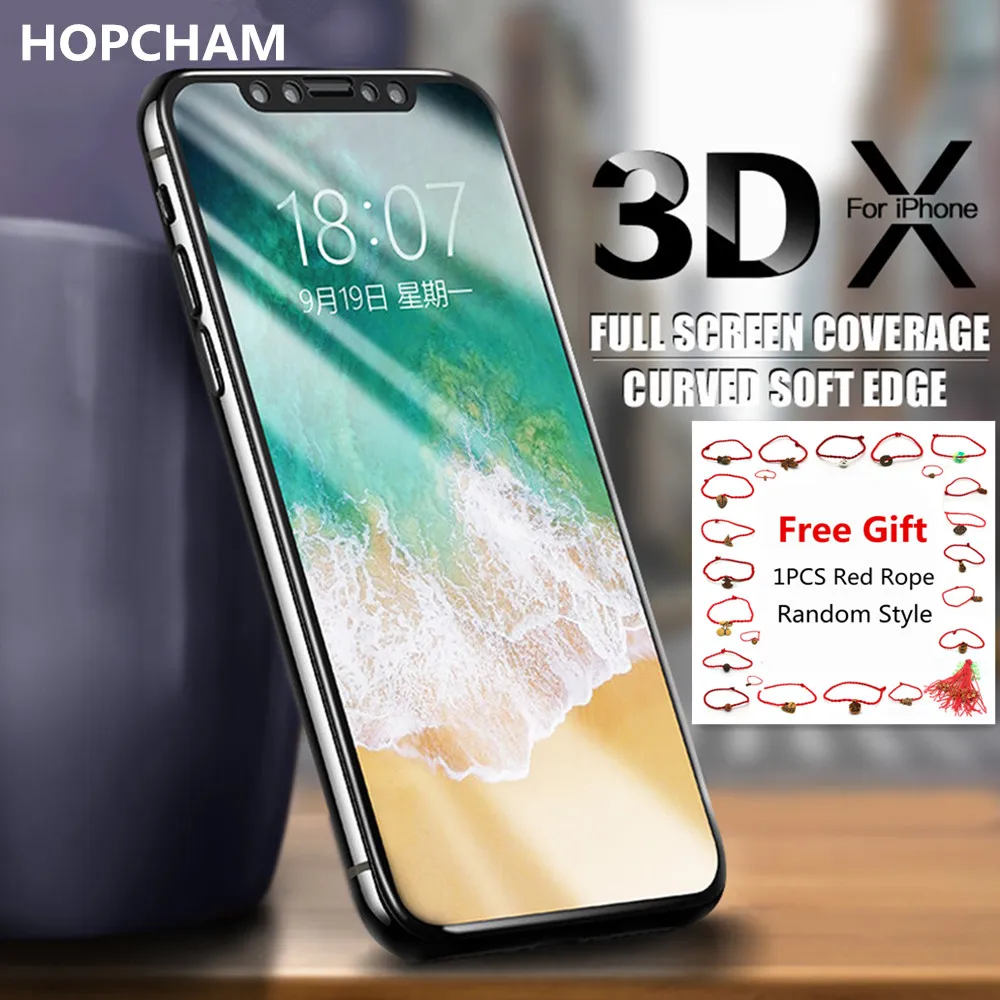 3D мягкое закаленное стекло для iPhone 6 7 8 Plus X полное покрытие Защита экрана 6s