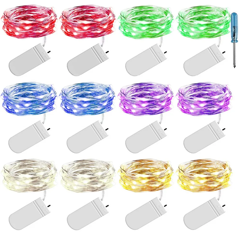 

9 colors 2 meters 20LED crafts decorative copper wire string CR2032 button battery box waterproof holiday lights string