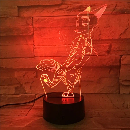 3D кролик лиса лампа удивительная Оптическая иллюзия акриловая панель USB кабель 7