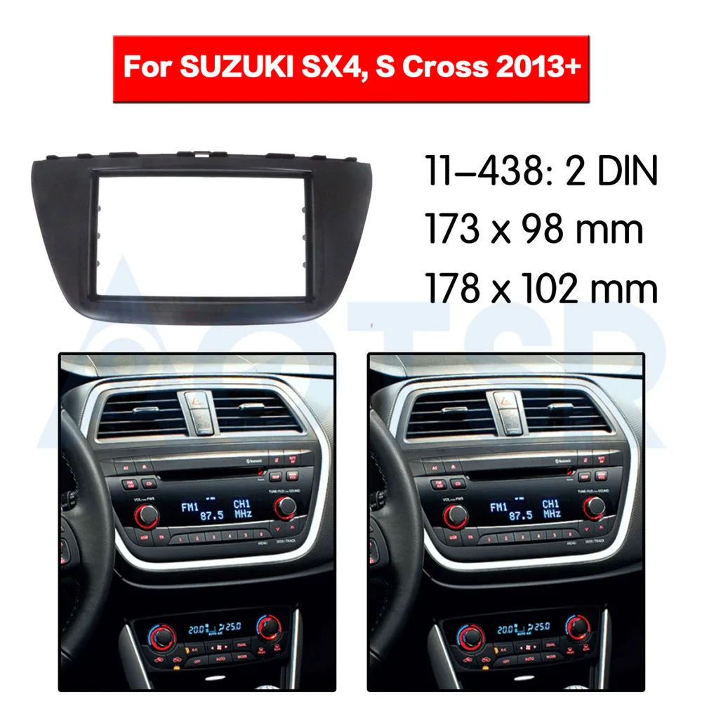 

2 din Radio Fascia for SUZUKI SX4, S Cross 2013+ Stereo Audio Panel Mount Installation Dash Kit Frame Adapter DVD Trim Black CD