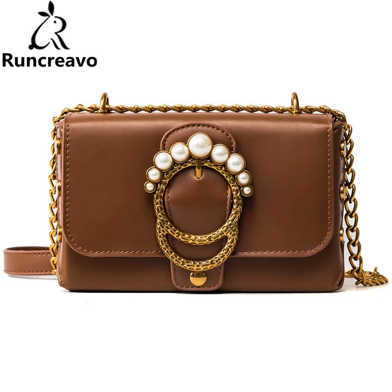 

Chain Pearl Women Messenger Bags Vintage Tote Shoulder Leather Handbags For Famous Luxury Brand Designer Bolsa Feminina Sac 2018