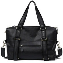 Nesitu большой емкости большой черный натуральная кожа женская сумка на плечо 15,6 ''ноутбук мужские сумки мессенджер M321