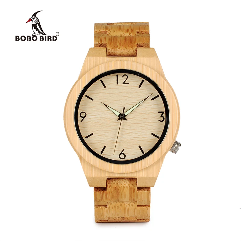 BOBO BIRD Bamboo Wood Men Watches Relogio Masculino Timepieces Quartz Wristwatches for Male C-D27