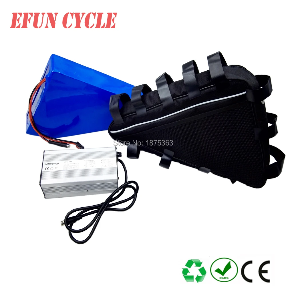 

Free shipping Big triangle battery 2000W 60V 20Ah rechargeable Li-ion battery pack for fat tire bike for trekking motorbike