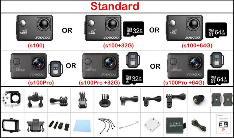 SOOCOO S100/S100PRO экшн-камера 4K Wifi NTK96660 20MP 30M Водонепроницаемая Спортивная камера опция gps гироскоп стабилизация изображения