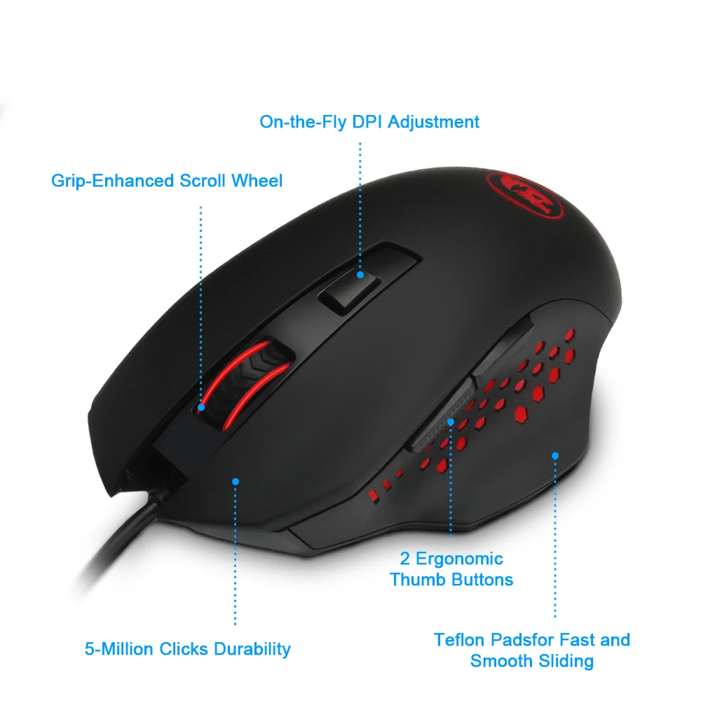 Redragon CENTROPHORUS M610 USB игровая мышь Проводная 3200 dpi 6 кнопок эргономичный дизайн для