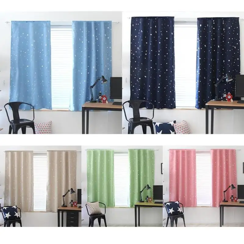 

New Style 100x130cm Cloth Star Blackout Curtains for Kids Boy Girl Bedroom Living Room Window Curtains Blind